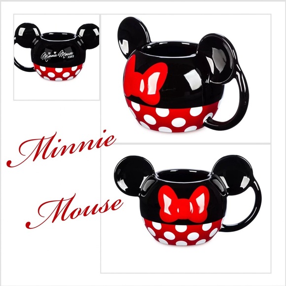 Disney Other - Disney Minnie Mouse XOXO Ceramic 3D Ears Red Polka Dot Mug Cup 20oz
